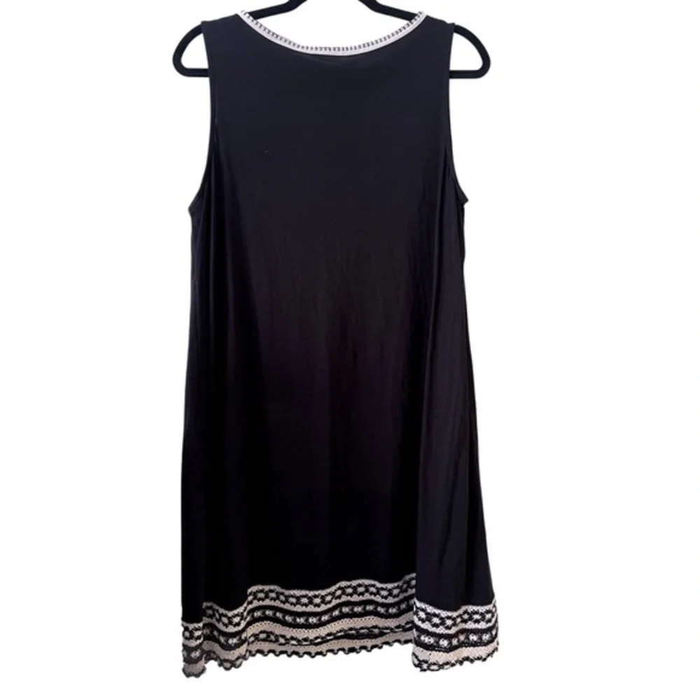 J. Jill Black Crochet Trim‎ Sleeveless Midi Dress Petite Large